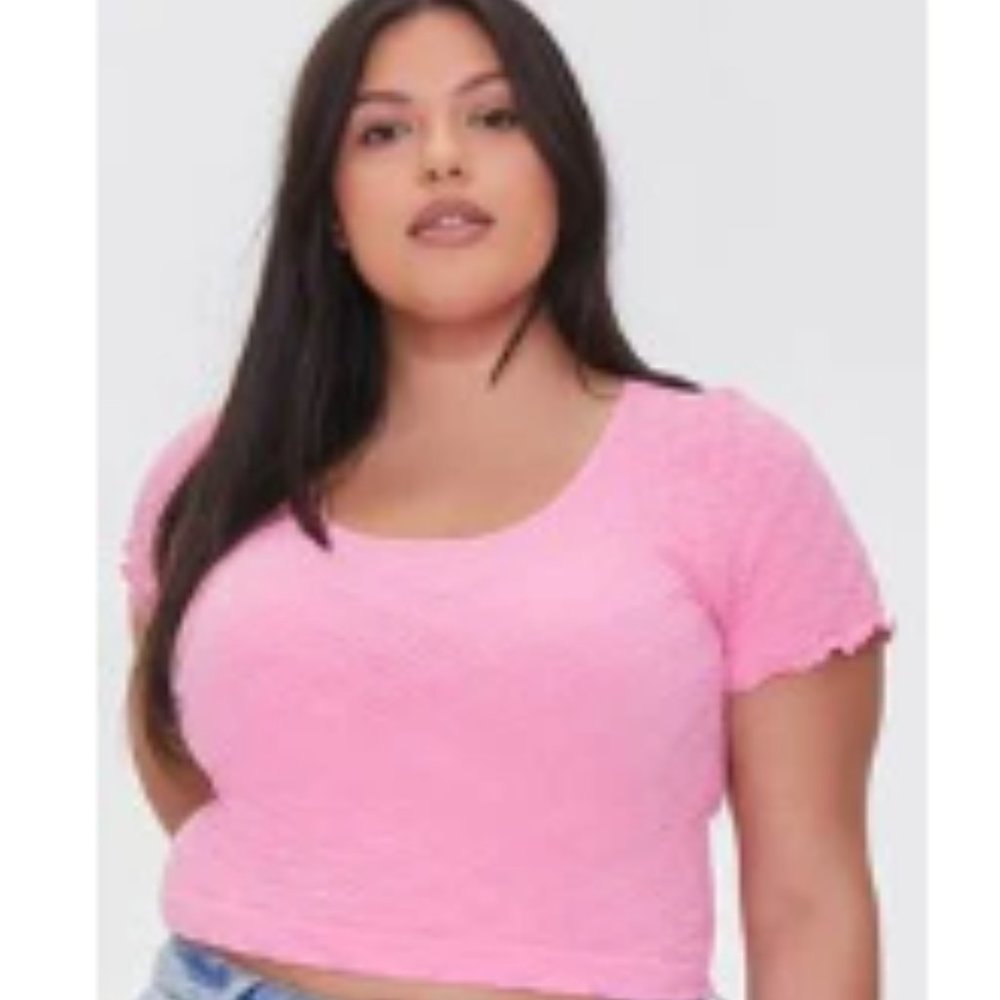 NWT Forever 21 Plus Size Pointelle Knit Tee Pink Icing 2x/3x